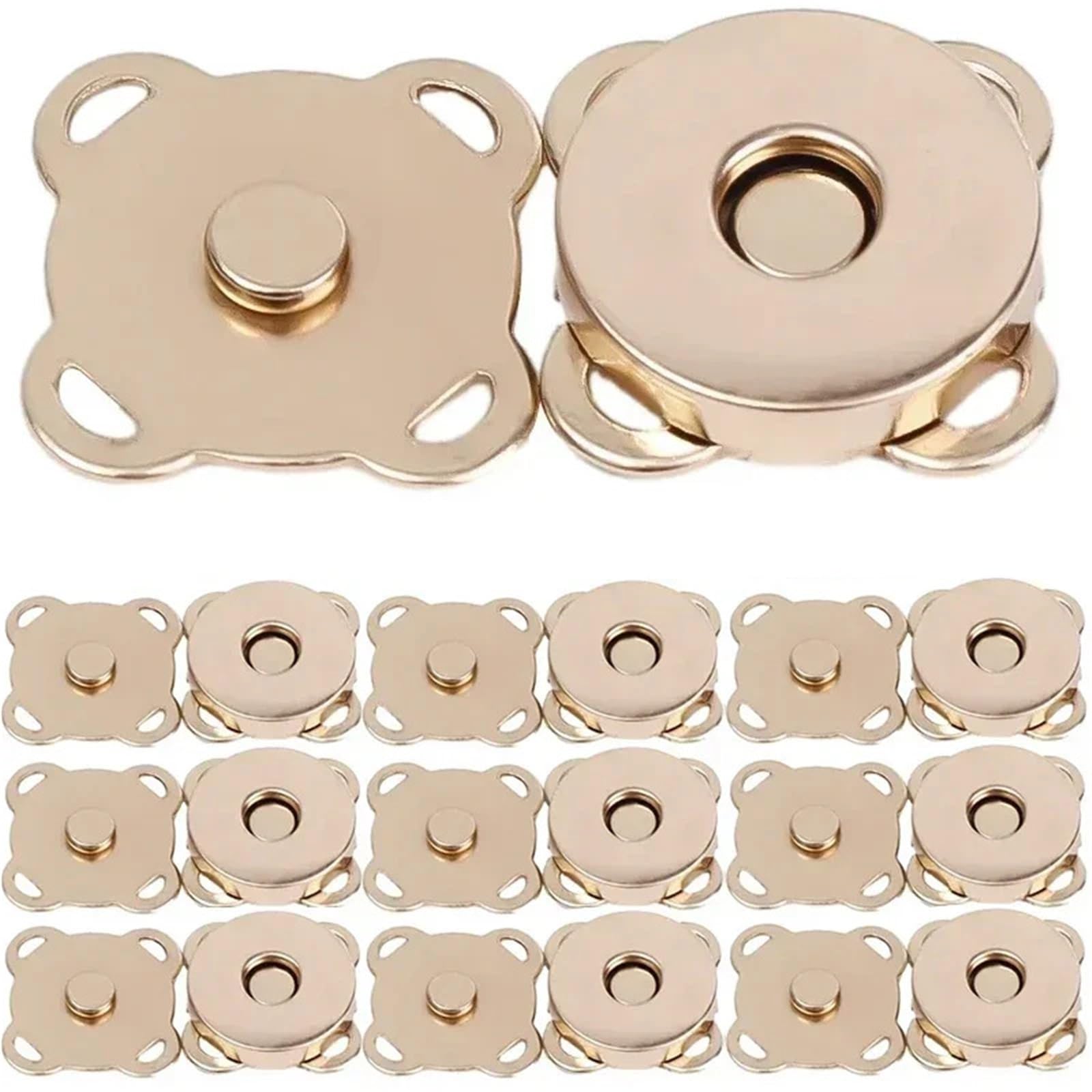 Magnetic Press Studs 1-20sets Square Magnetic Snap Fasteners Clasps Button Handbag Purse Wallet Craft Bags Parts Accessories(Rose Gold - 14mm,10Set)