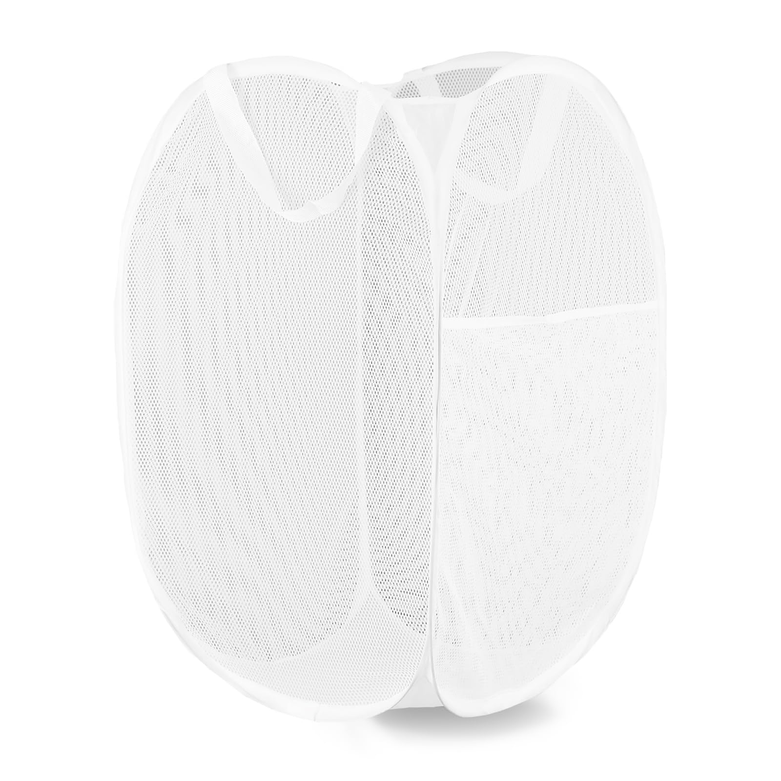 Pop Up Laundry Hamper, Mesh Laundry Basket Collapsible, Foldable Hamper for Travel and Storage (White)