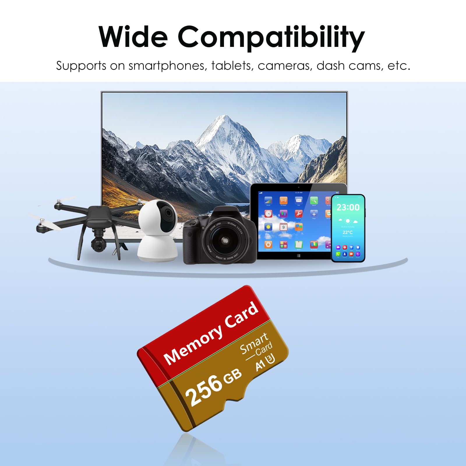 2Pack Memory Card 256GB with Adapter, High Speed SD Card,Memory card Full HD,TF Card For smartphones, Tablets,Digital Camera Tablet and Drone (2Pack-256GB) - 4