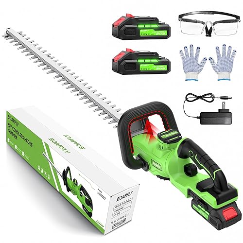 22'' Hedge Trimmer Cordless with Battery 2×2.0Ah, SOARFLY 3000RPM 180°