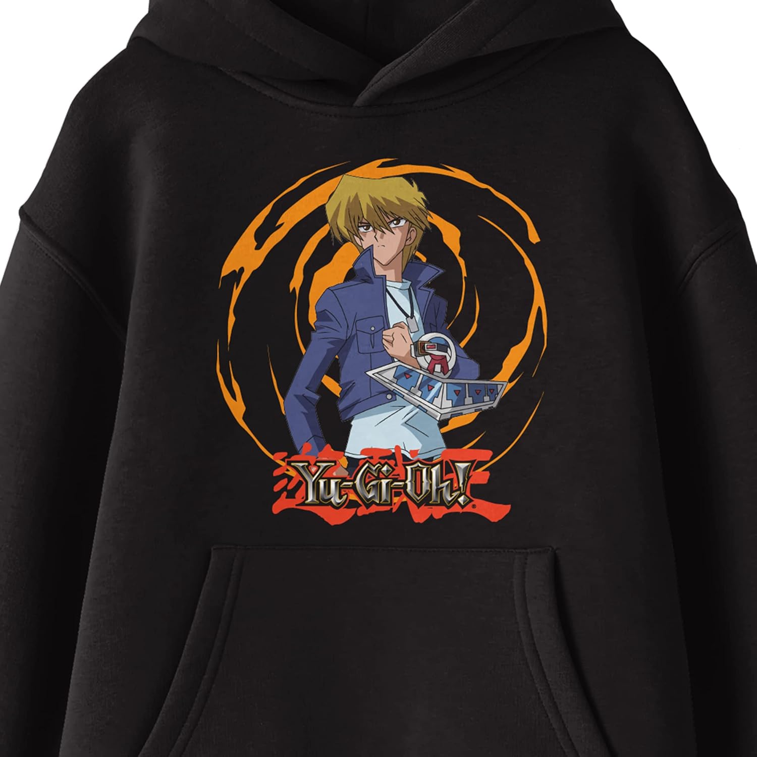 Bioworld Yu-Gi-Oh! Joey Character With Spiral Background and Logo Youth Black Graphic Hoodie