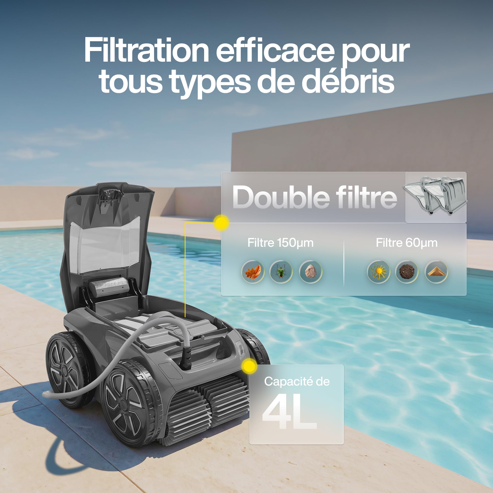 Zodiac Alpha 6600. Robot Nettoyeur de Fond avec Câble. App. Piscines jusqu'à 105m²