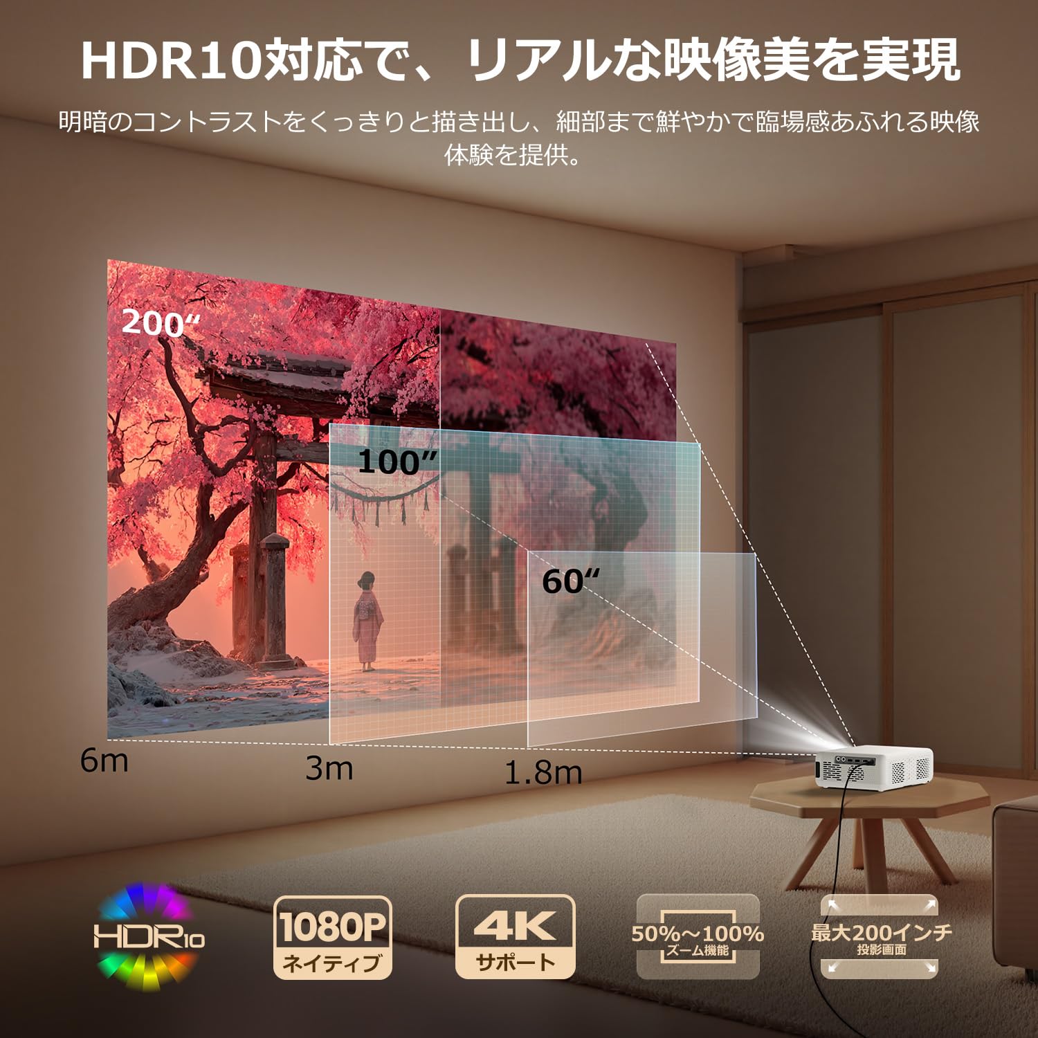 Amazon.co.jp: Aurzen プロジェクター 家庭用 小型【2025新進化
