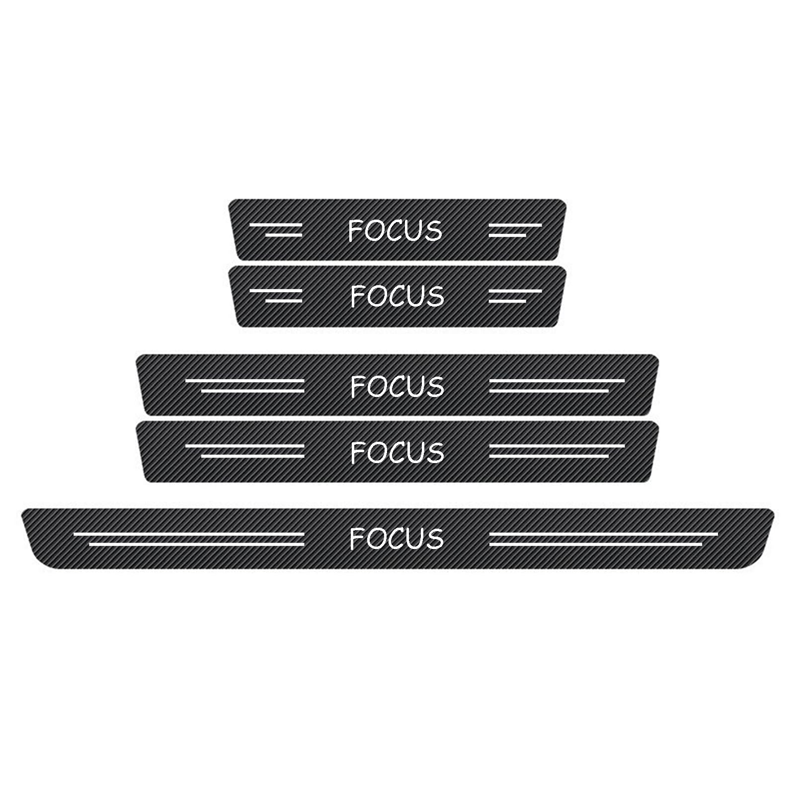 WXH97F 5PCS Car Door Sill Protector for FORD Focus, Carbon Fibre Effect Kick Plates, Welcome Pedal Step Guard, Rear Boot Bumper Strip, Self-Adhesive Anti-Scratch Protection Sticker