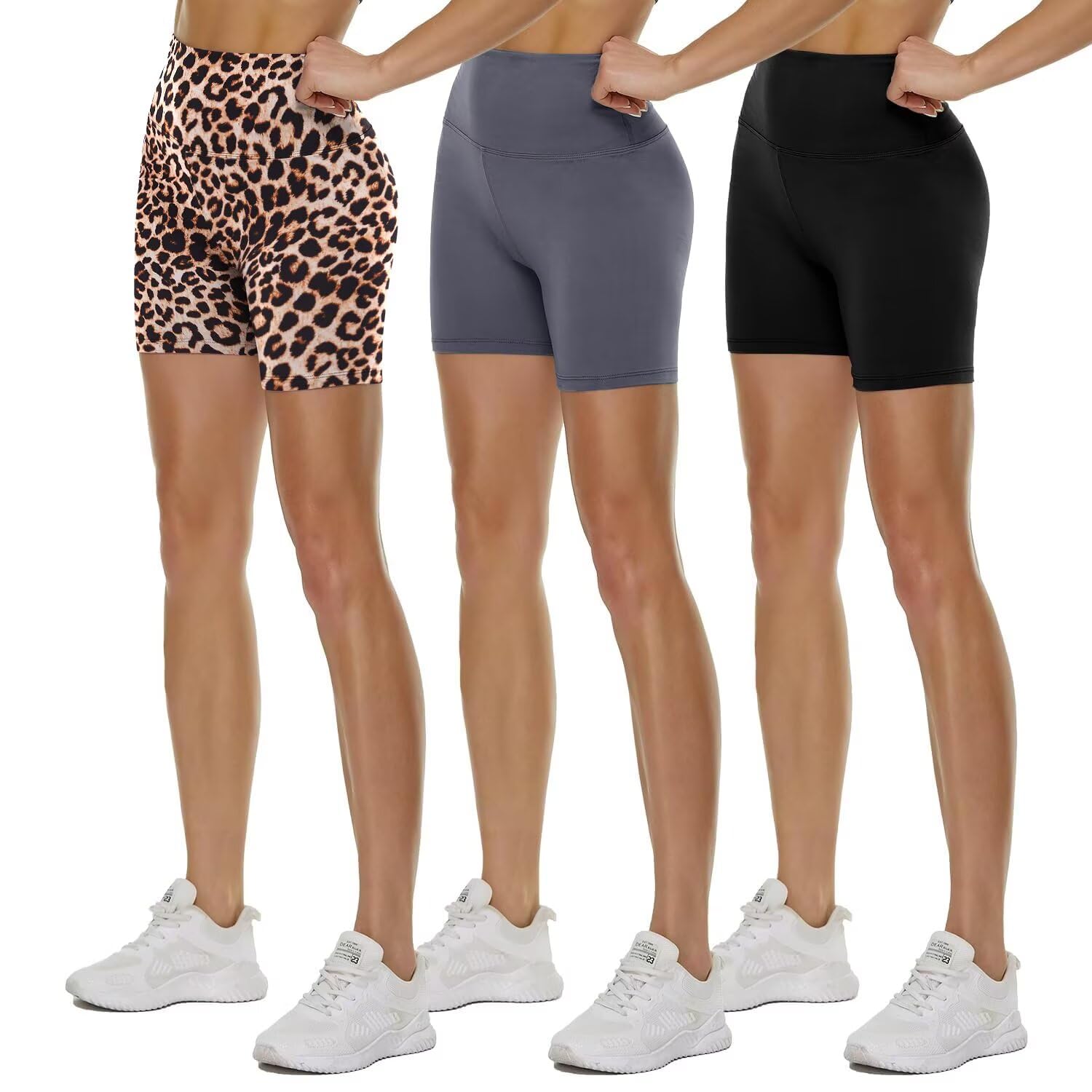 TNNZEET 3er Pack Radlerhose Damen High Waist Sommer Shorts Blickdicht Kurze Sporthose Leggings Hotpants Unter Kleider für Sport Yoga