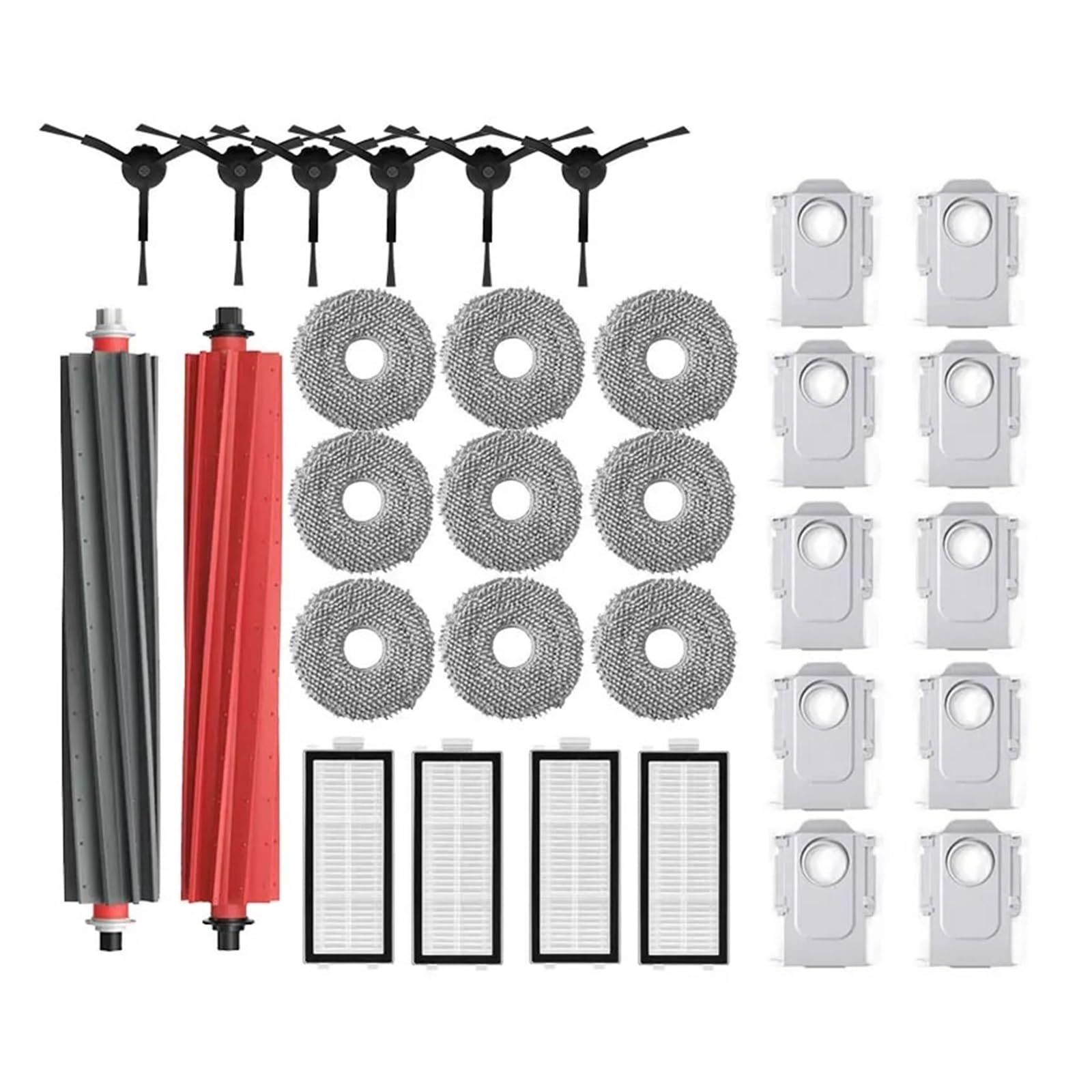 PORRSYDCD Main Side Brush Hepa Filter Mop Cloths Dust Bag Accessory，Compatible With Roborock Qrevo Master/Qrevo Slim Robot Vacuums Cleaner Spare Parts(33PCS)