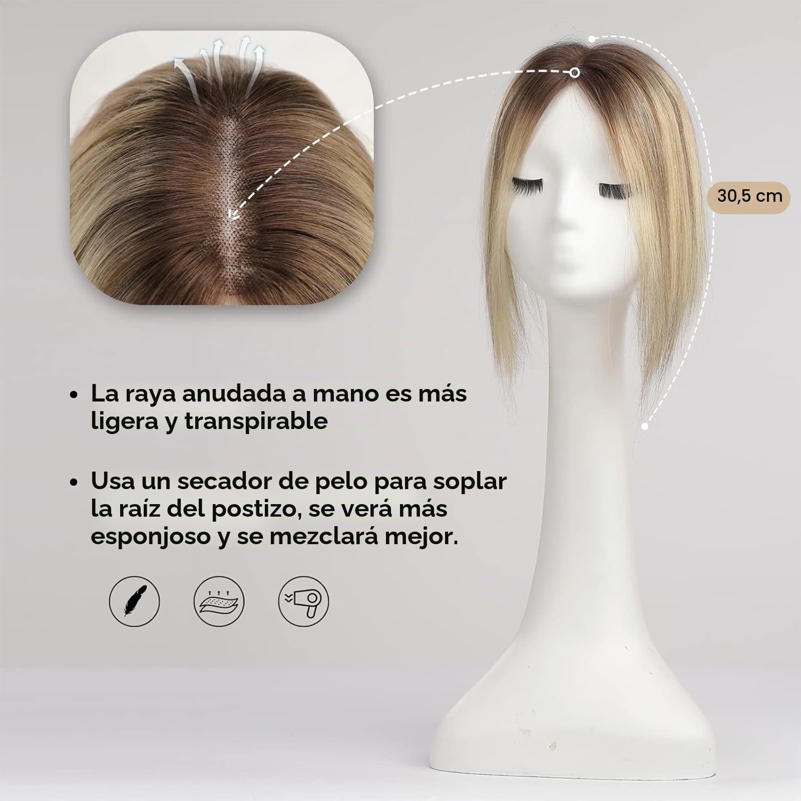 HAIRCUBE Tocado de mujer de pelo humano, 100% 3,5 pulgadas * 4 pulgadas tocado a mano, con base de encaje suizo de 12 pulgadas (degradado dorado y marrón)