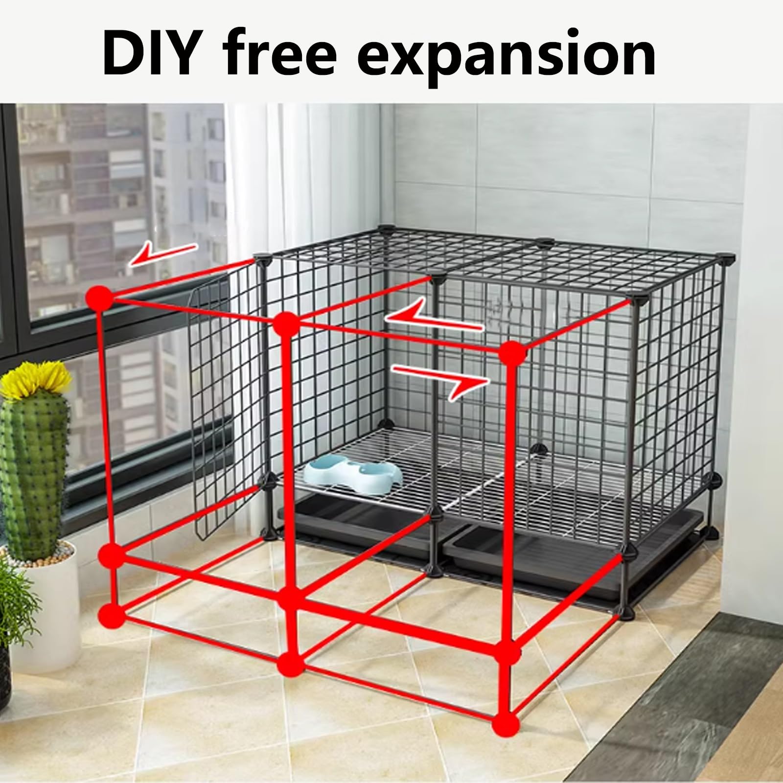 KleintierkäFig Geflügelkäfig Metall-Hühnerställe, Haustier-Laufstall, DIY-Kleintierkäfig Für Hasen/Nager/ Chinchilla/Kaninchen/Katzen/Frettchen/Huhn/Ente/Gans ( Color : A-cage , Size : 75*75*58CM )