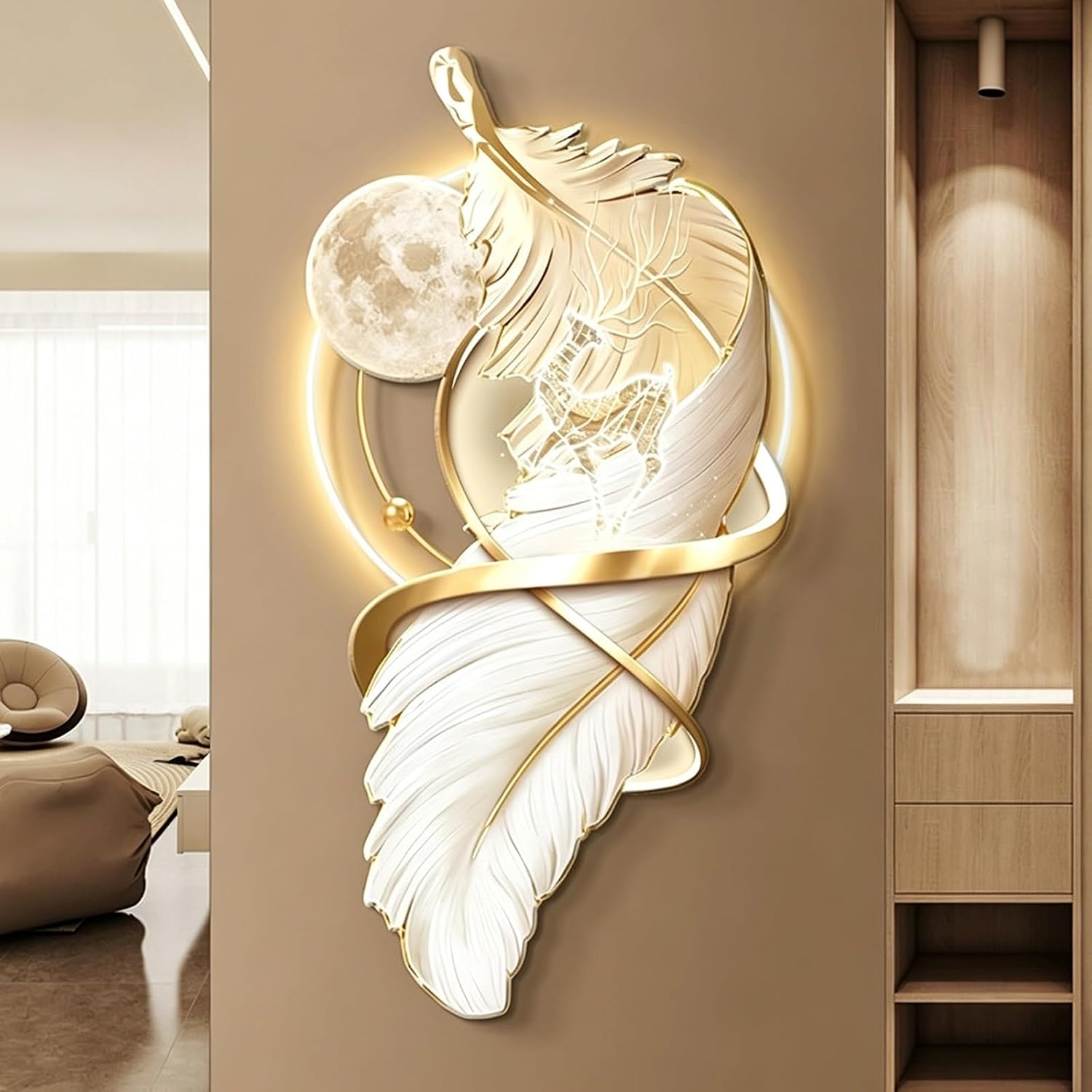 3D Wall Art LED Decorative Light, Foyer and Hotel Lobby Decor, Living Room and Bedroom Wall Lighting, Unique Illumination for Home and Office Spaces