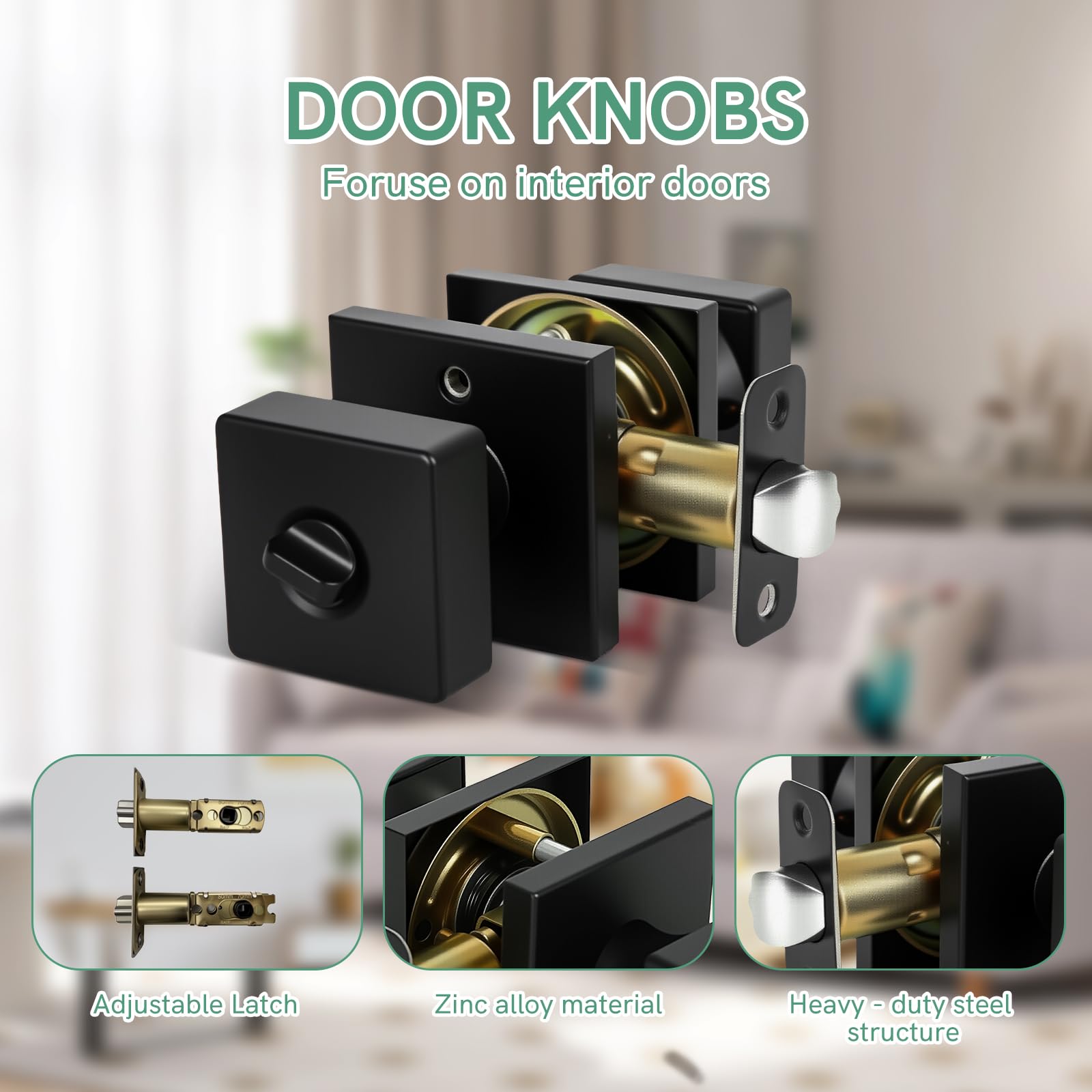 Matte Black Door Knob with Deadbolt Set - Secure Your Entry -6