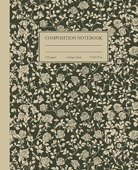 Composition Notebook College Ruled Vintage Cream Climbing Roses Botanical Illustration | Floral Aesthetic Journal for College, School & Work