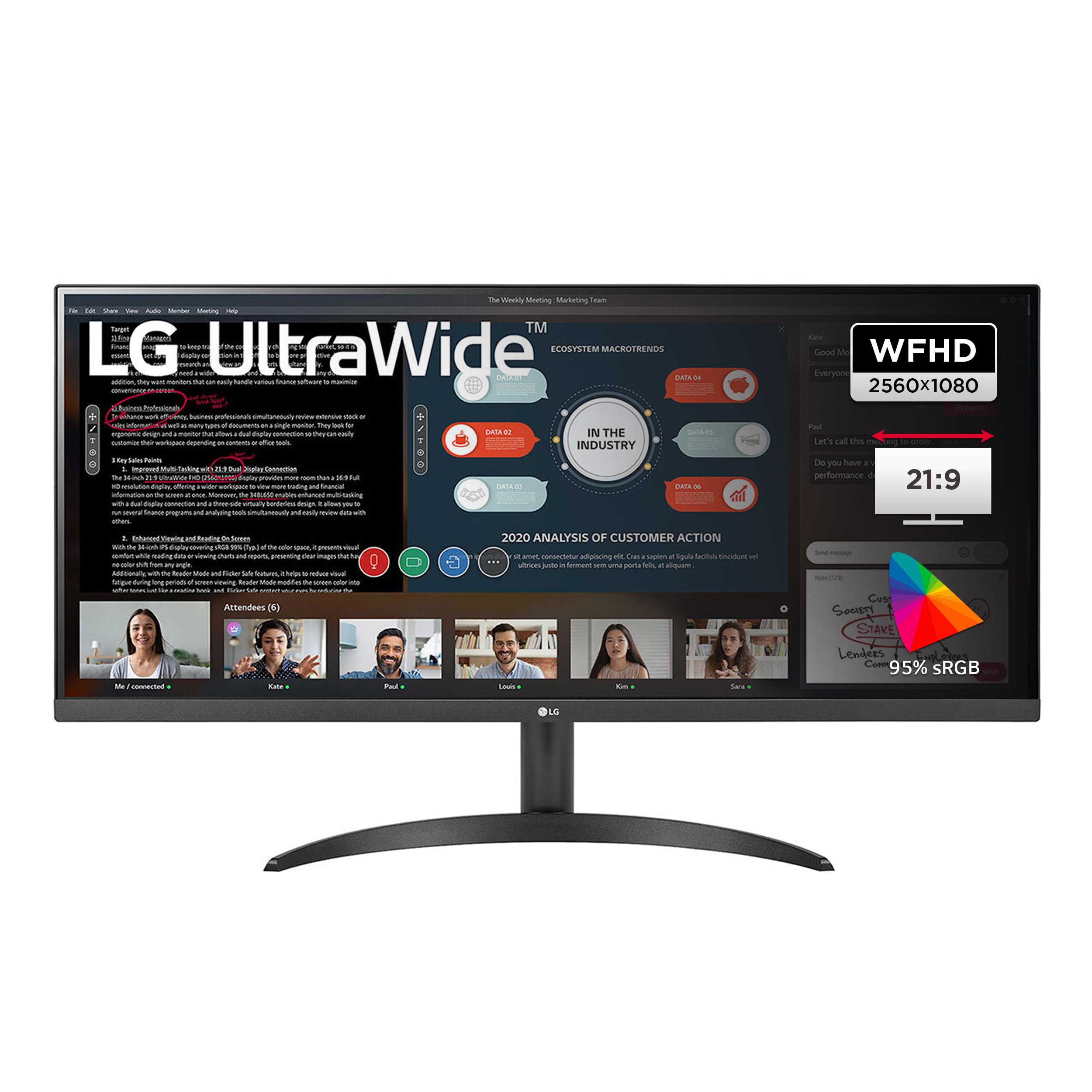 LG Electronics 34WP500-B UltraWide Monitor 34 Zoll – Full HD IPS 21:9