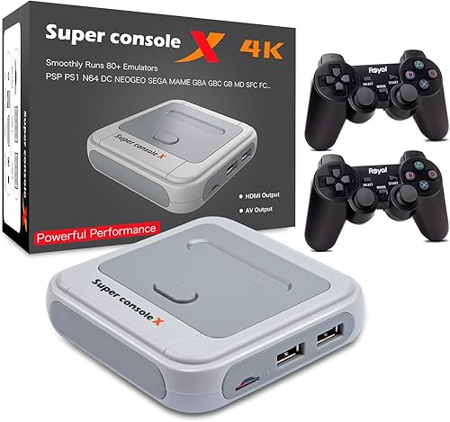 Consola de videojuegos Fipper 4K Consola de videojuegos clásica para niños Retro Consola con 2 Gamepads inalámbricos LANWiFi 41000 juegos