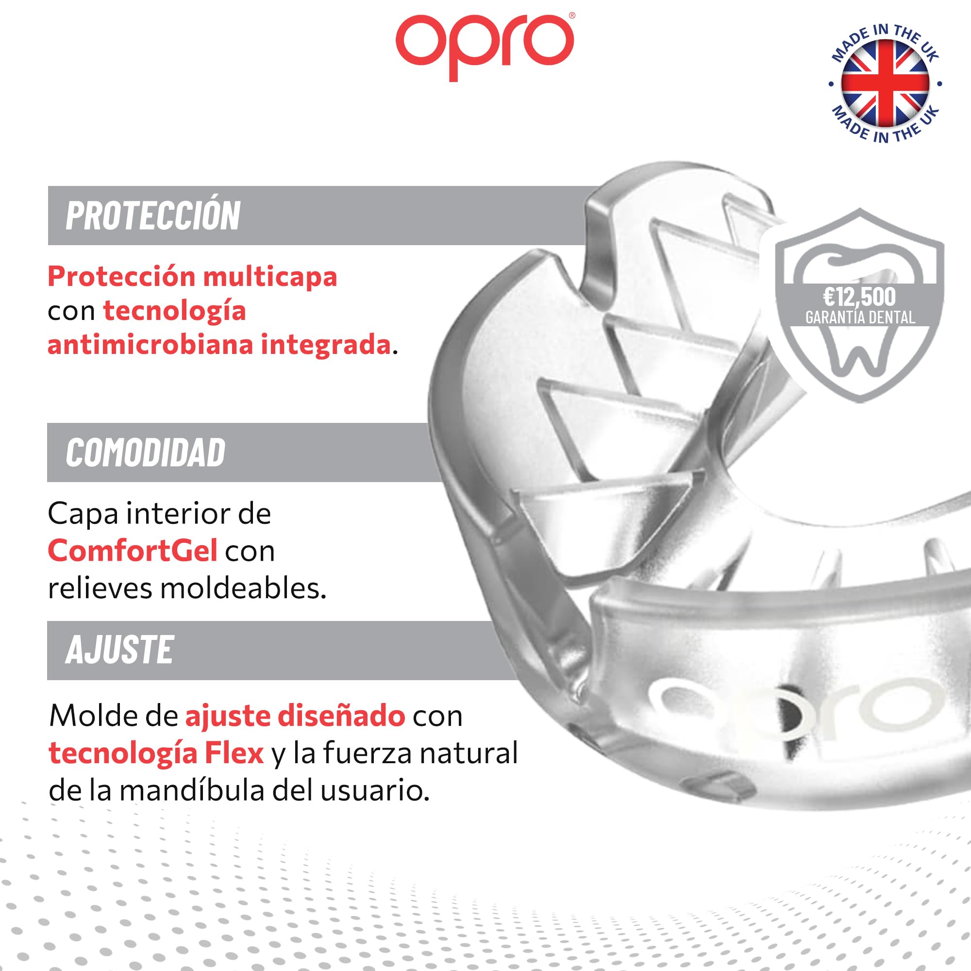OPRO Protector Bucal Nivel Plata – Ajuste Esencial para Adultos y Niños – Bucal para Boxeo, MMA, BJJ, Rugby y Hockey – Moldeo Fácil