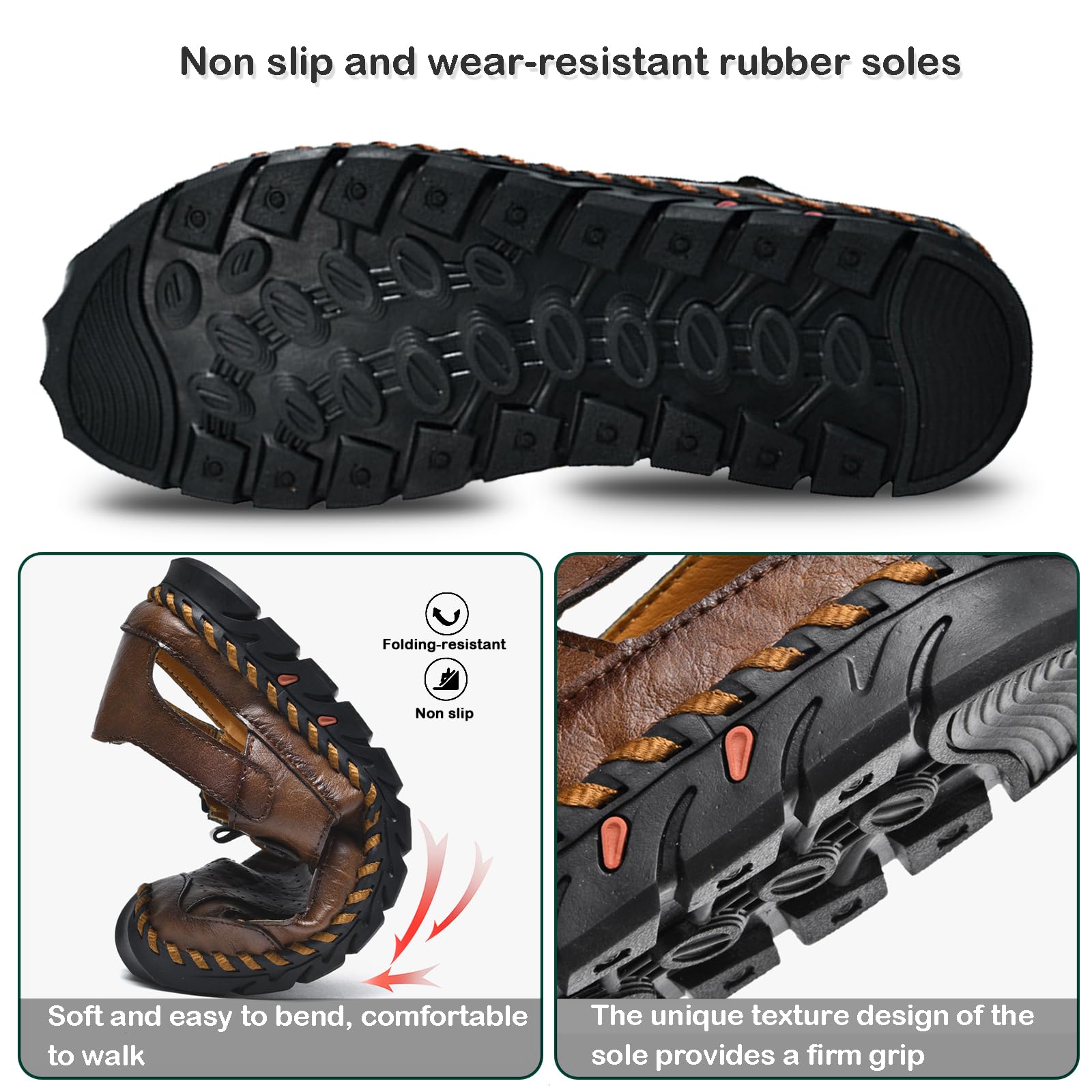 Sandali Uomo Estivi Comodi, Leggero Traspiranti Antiscivolo Sandali Sportivi Uomo Pelle Punta Chiusa Scarpe da Mare Spiaggia