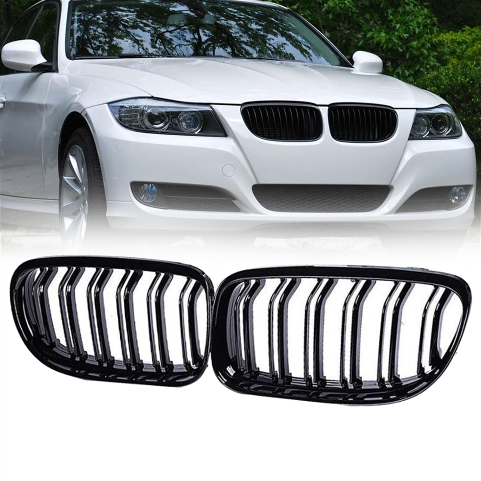 Rejilla de riñón negro brillante para BMW E90 de 2009 a 2012 7