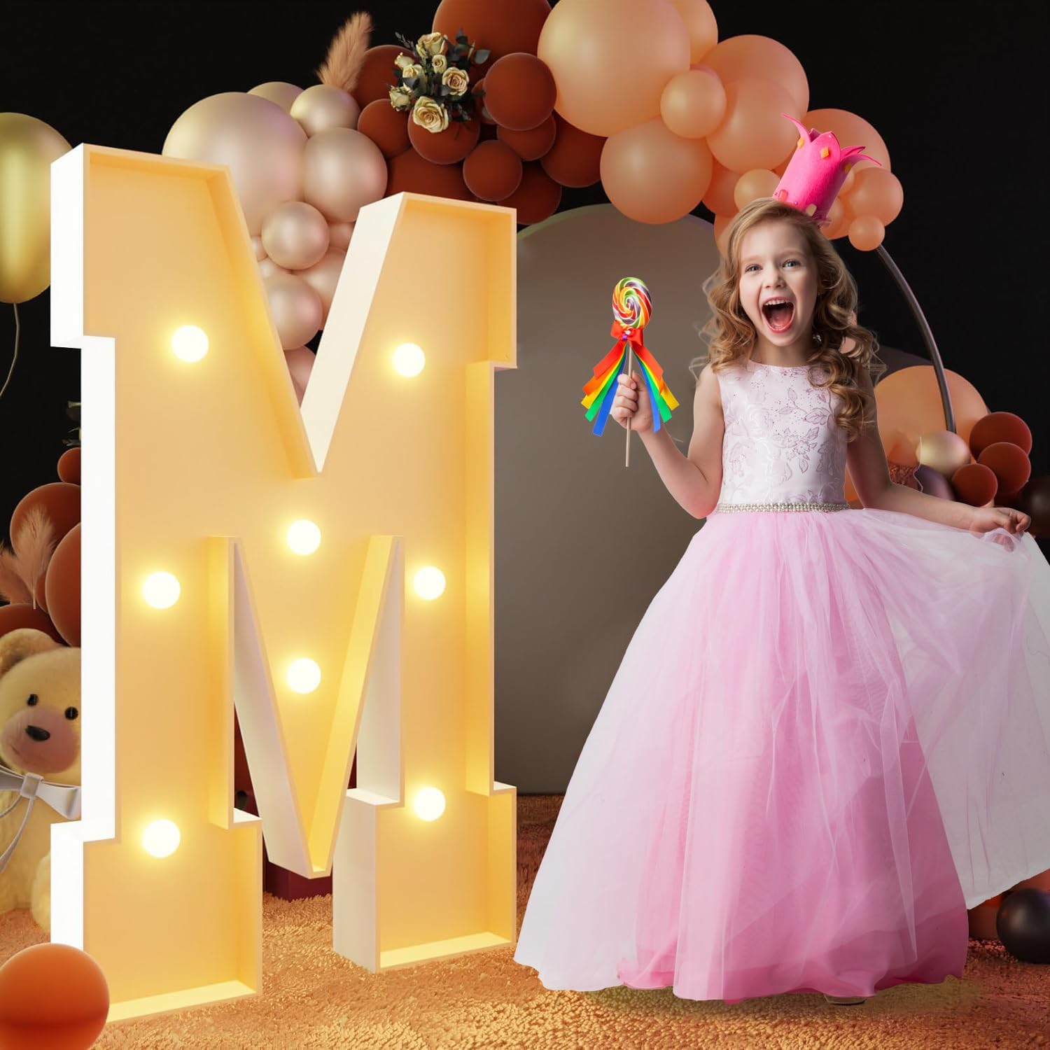 Letrero con Letras LED iluminadas, marquesina Decoraciones for Fiestas cumpleaños Reutilizables for decoración Bodas(Letter M,100cm/3FT)