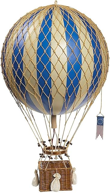 Blue Royal Aero - Hot Air Balloon Model - Features Hand-Knotted Netting and Rattan Basket - Authentic Models AP163D