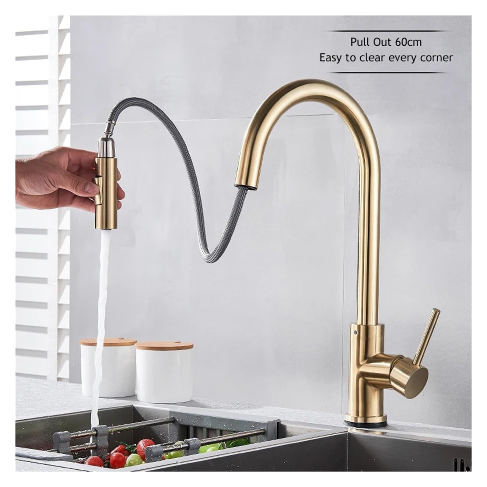 ISCBAFYX Grifo de Cocina extraíble Giratorio de 360 ​​Grados - Grifo Monomando para Agua fría y Caliente