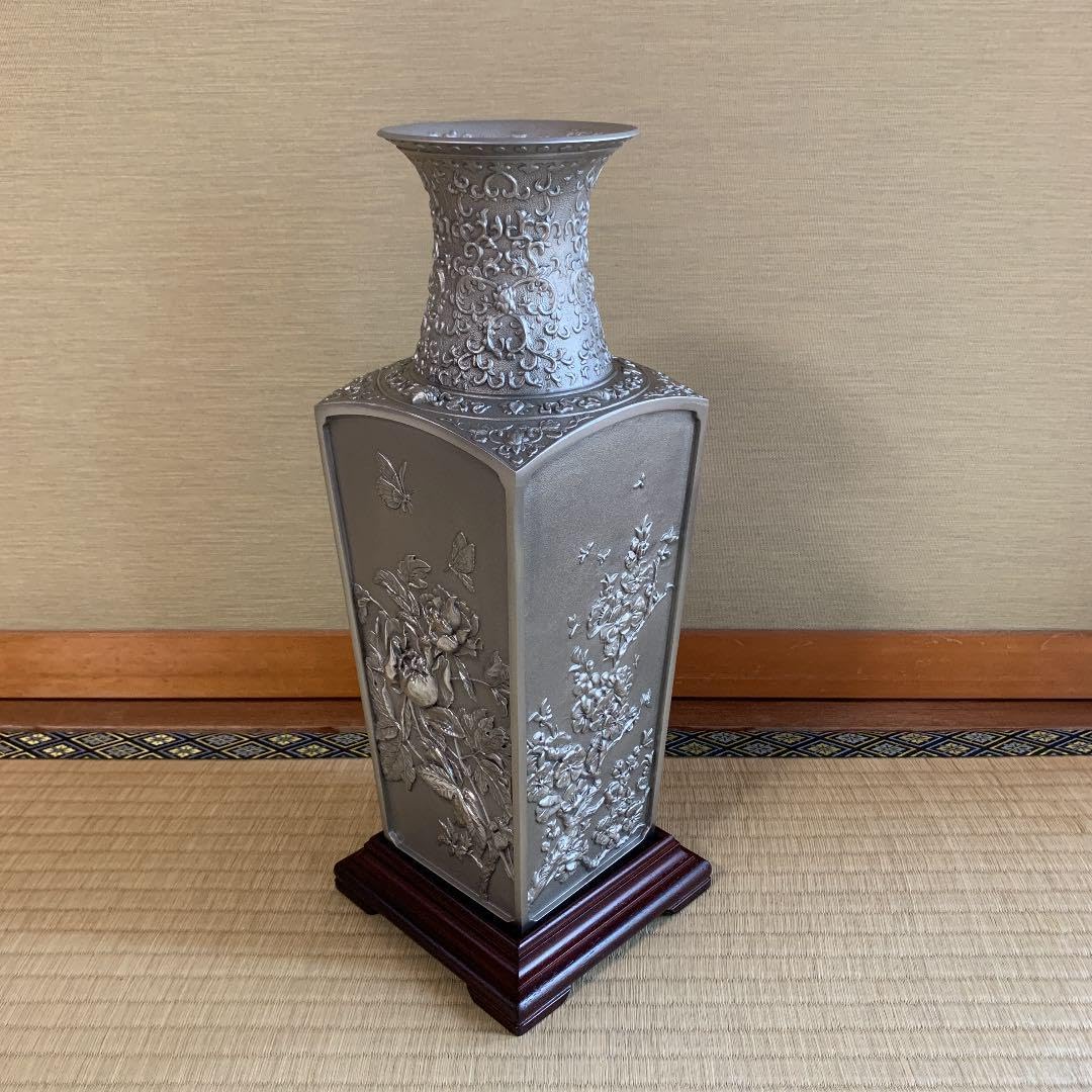 骨董 一重切 花入れ 竹細工 花押 木箱 茶道具 茶道 花瓶 花生 竹 竹花