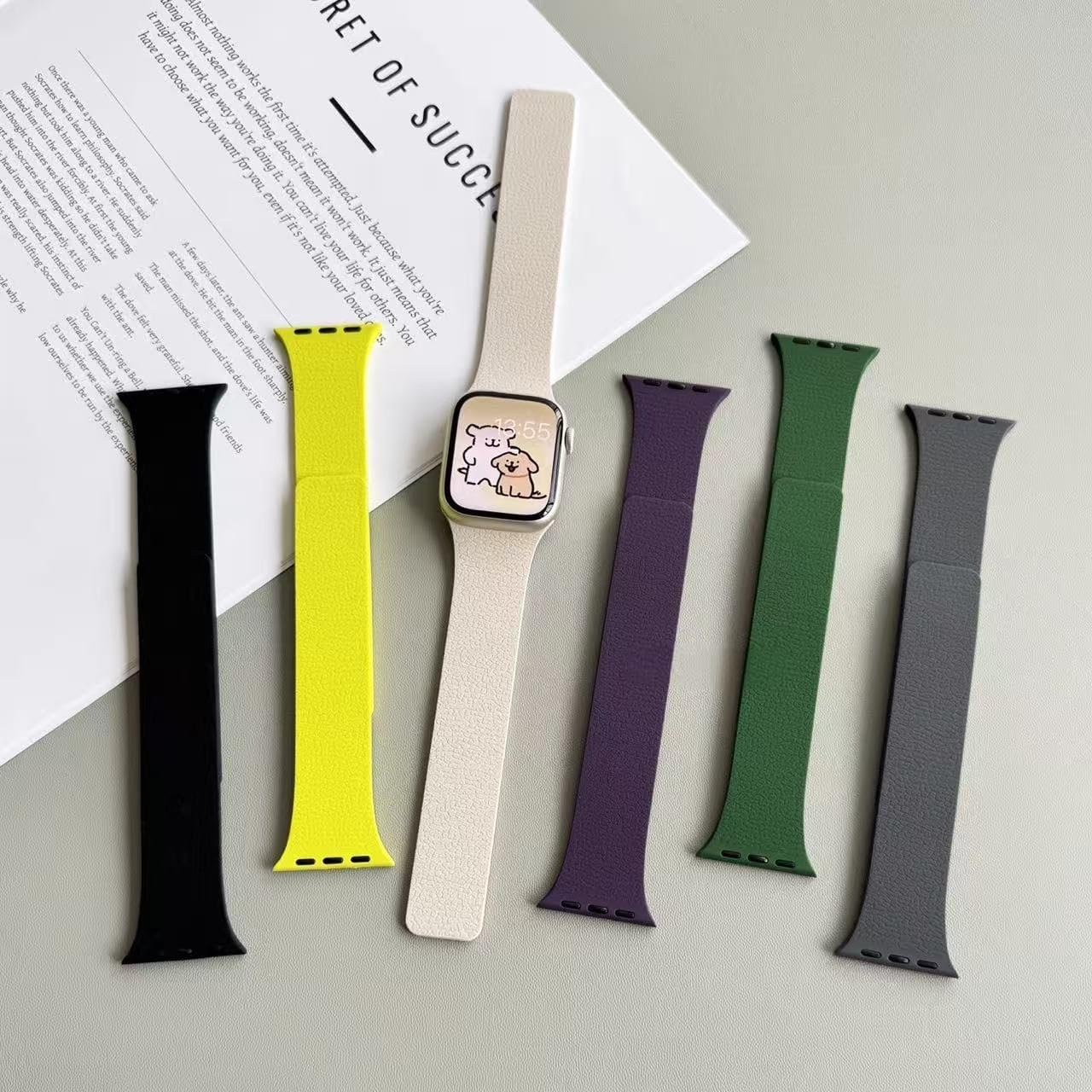 Sport Silicone Band Compatible with Apple Watch, Adjustable, Soft Rubber