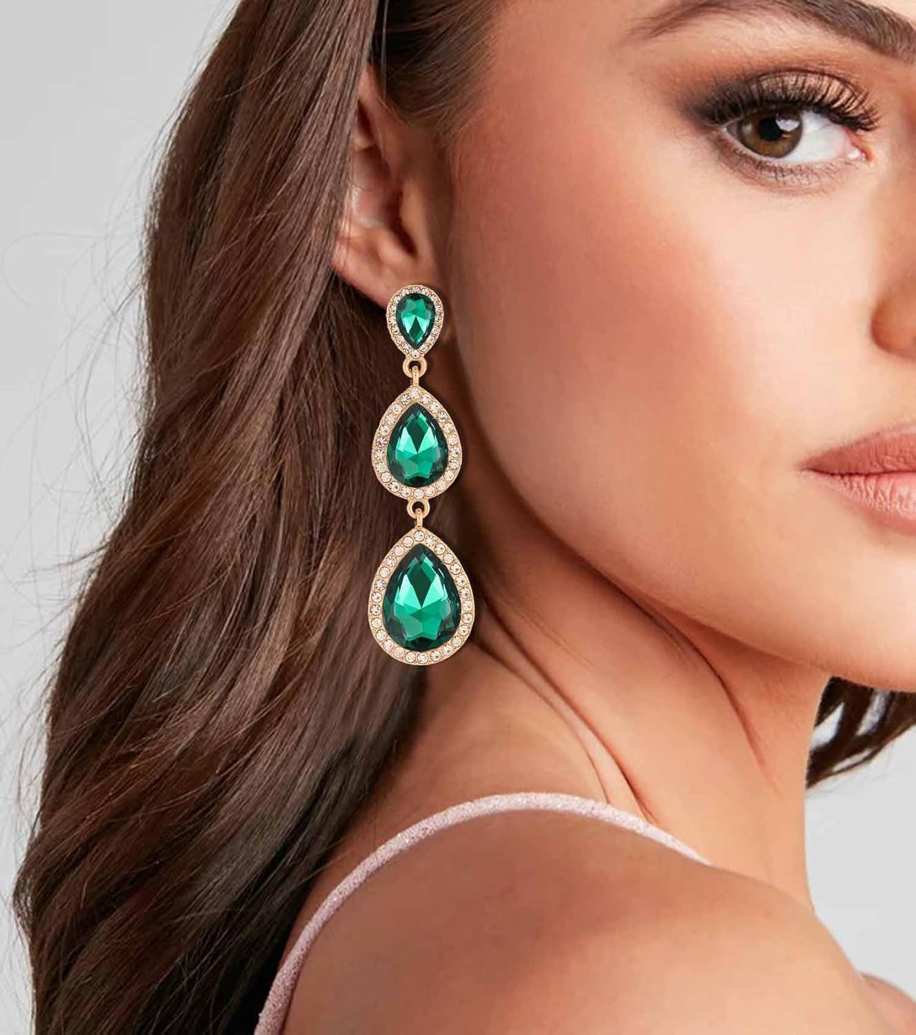 Vintage Rhinestone Teardrop Dangle Earrings Long Dangling Drop Earrings Crystal Chandelier Earrings for Women Wedding Bridal Prom - Image 3