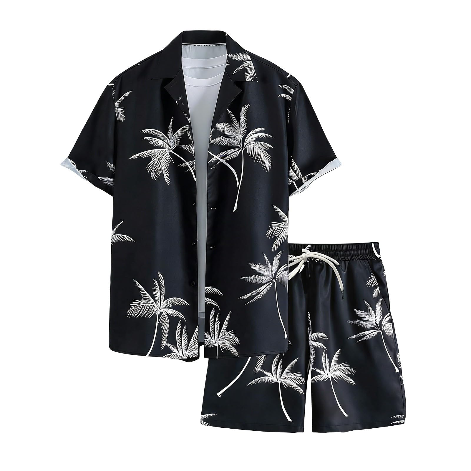 Tuta da spiaggia da uomo Haiwaii, tuta per il tempo libero con camicia e bermuda, tuta estiva leggera e sottile, traspirante, confortevole, set estivo casual sportivo per uomo
