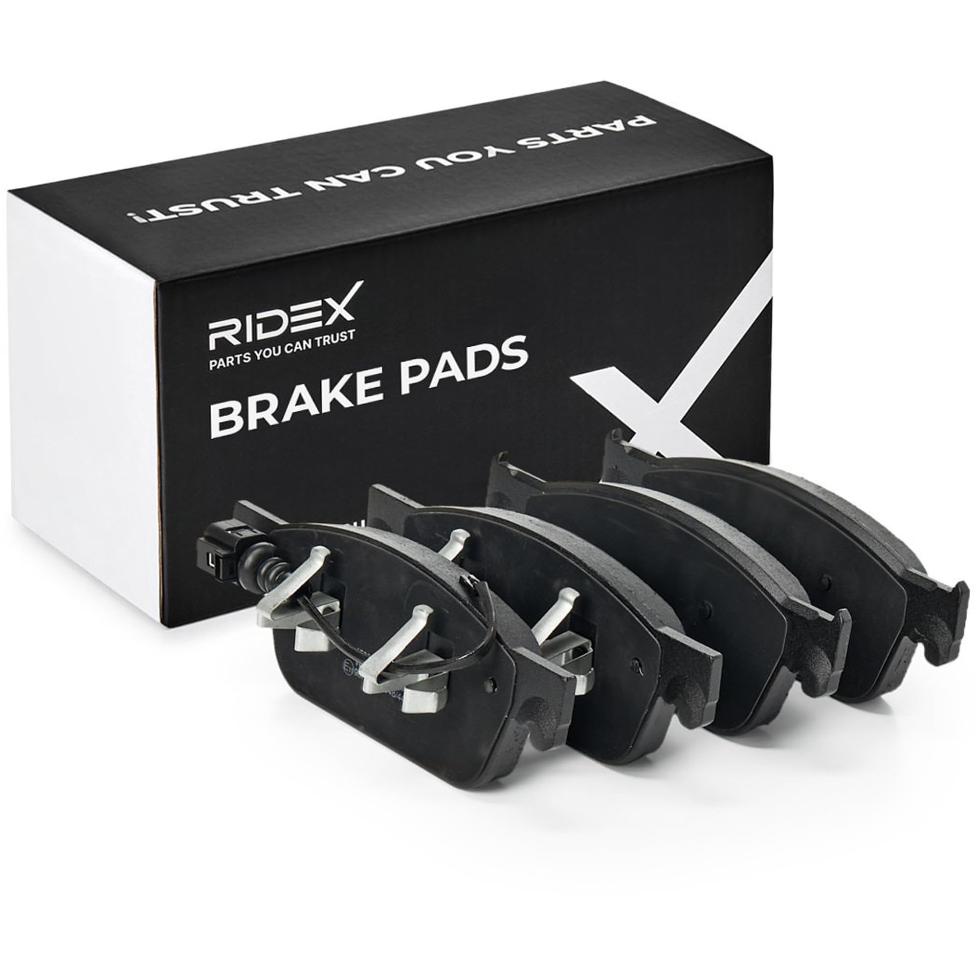 RIDEX 402B0625 Juego para eje Juego de pastillas de freno Delantero con clip de émbolo Compatible con VW Multivan T5 7HM, 7HN, 7HF, 7EF, 7EM, 7EN
