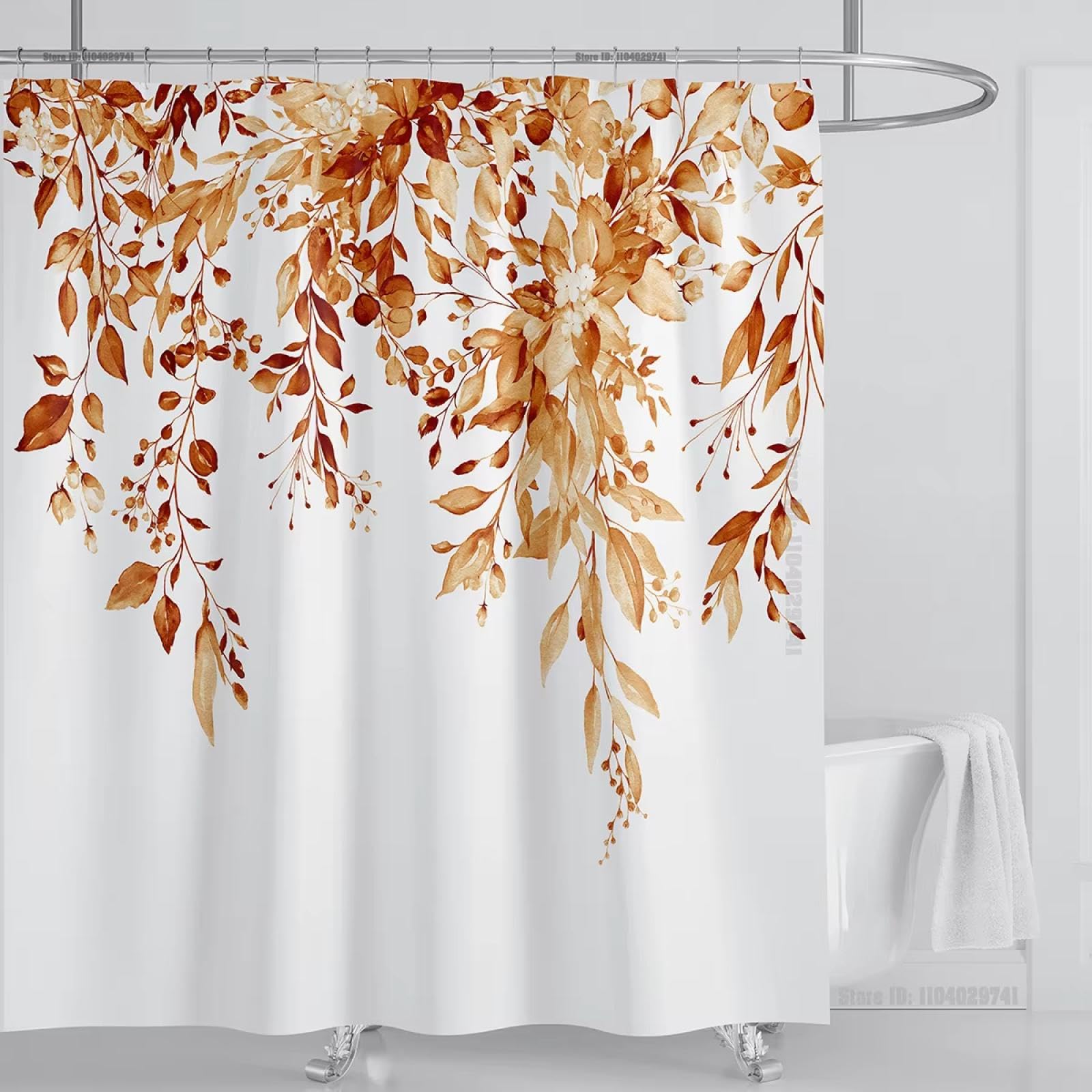 Rideau de douche en tissu anti-éclaboussures 120x230cm style eucalyptus