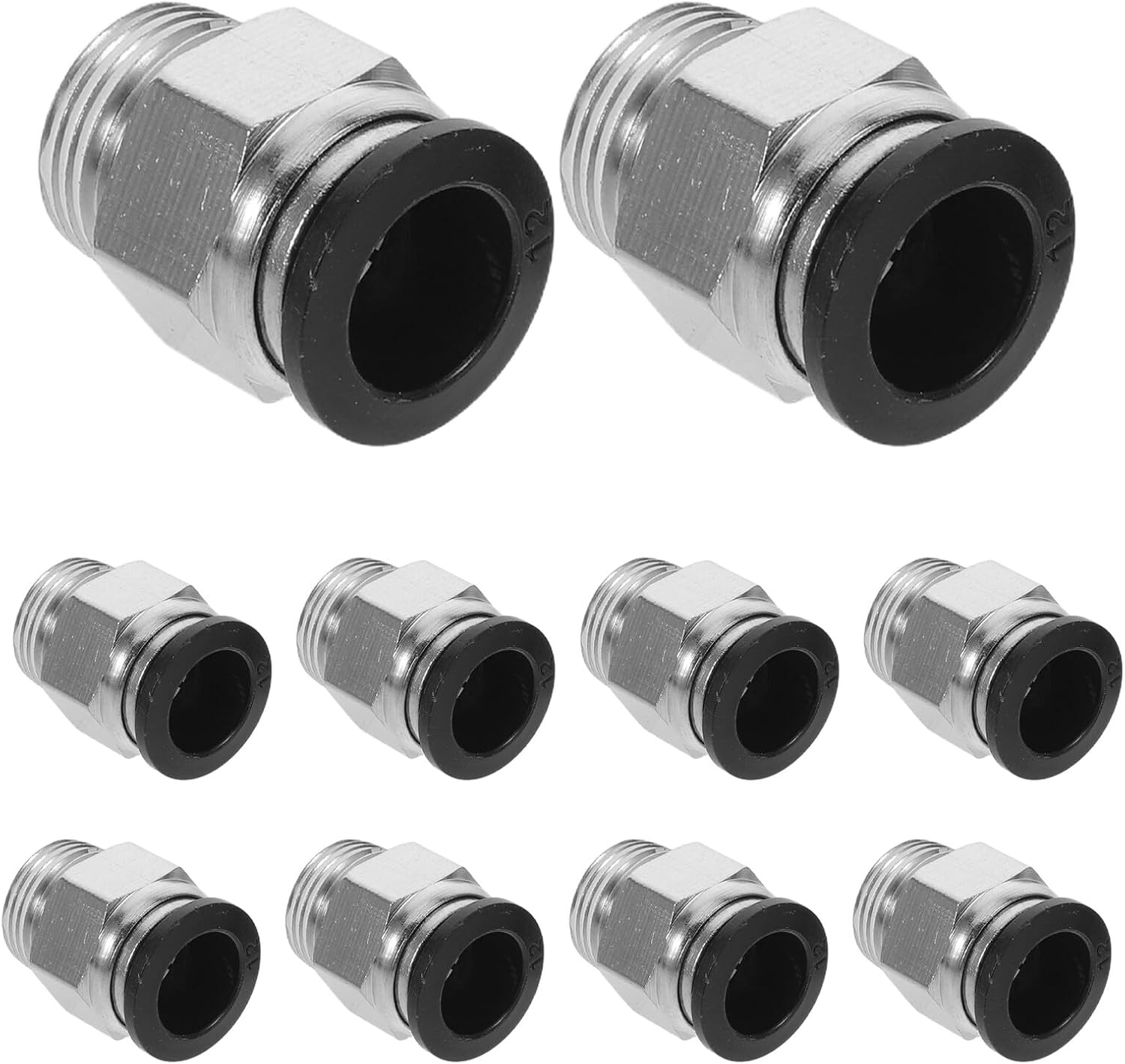 Generic 15pcs Pneumatic Quick Connect Straight Union Fittings with Male Thread, Push-to-connect Air Hose Couplers for Compressor and Air Tool Connectors, Industrial Pneumatic Pipe Adapter