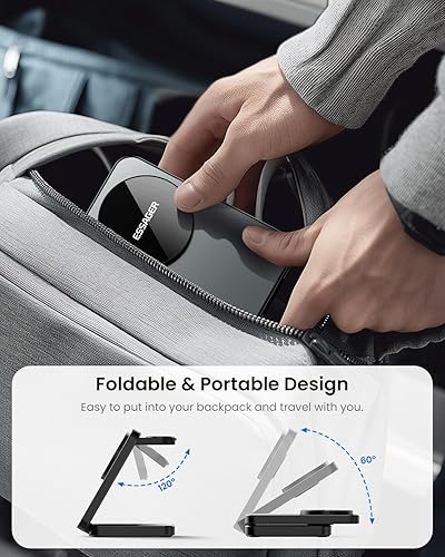 Miniatura 2 de ESSAGER Cargador inalámbrico de viaje plegable 3 en 1 compatible con iPhone 1615141312, estación de carga inalámbrica magnética de 15 W para