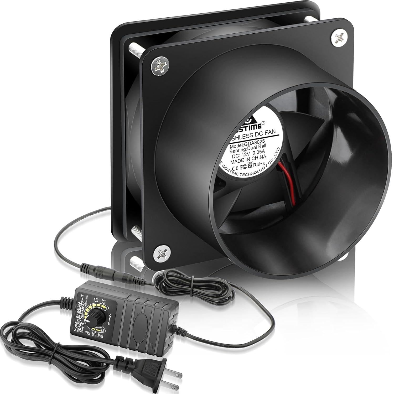 GDSTIME 80mm 12V DC Small Axial Exhaust Fan with Speed Controller, Fume Smoke Extractor Fan Kit for DIY Soldering, 3D Printer Enclosure Ventilation, Electronics Cabinet Cooling (3" Flange)