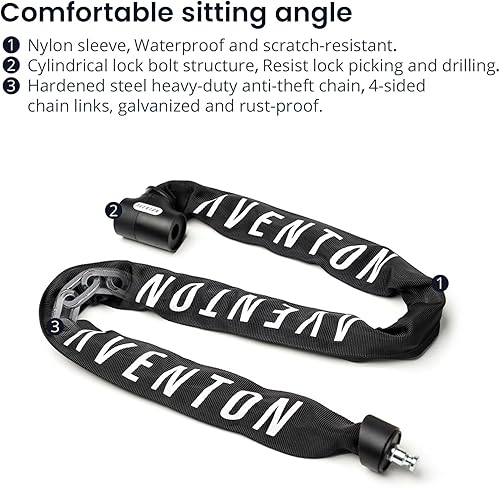 Miniatura 2 de Aventon Cerradura de cadena de 0.315 pulgadas de grosor, cerradura antirrobo resistente de 47 pulgadas, equipada con una cubierta de nailon