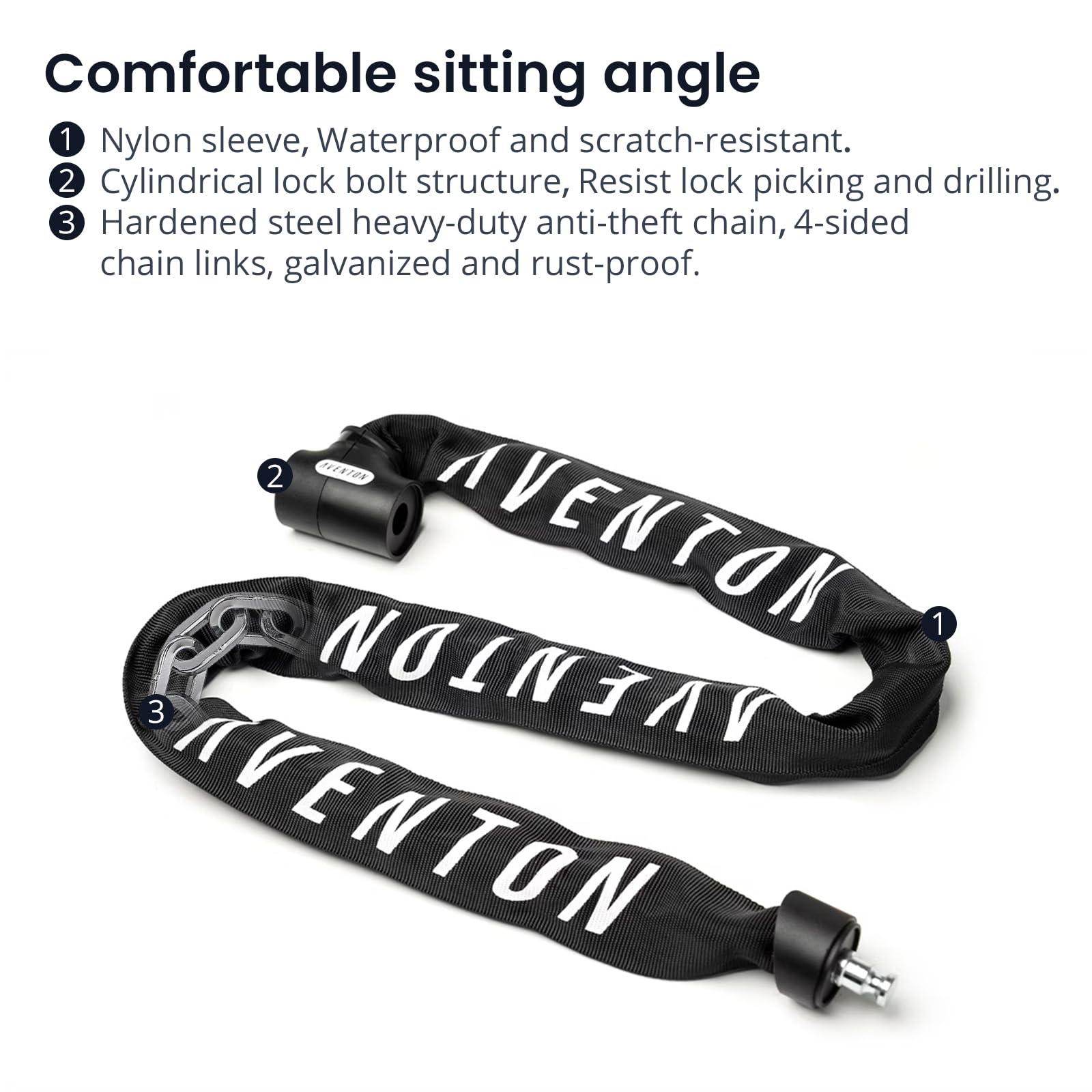 Abus, CityChain Plus 1010K, Chain Lock, Key, 9mm, 110cm, 3.6', Black