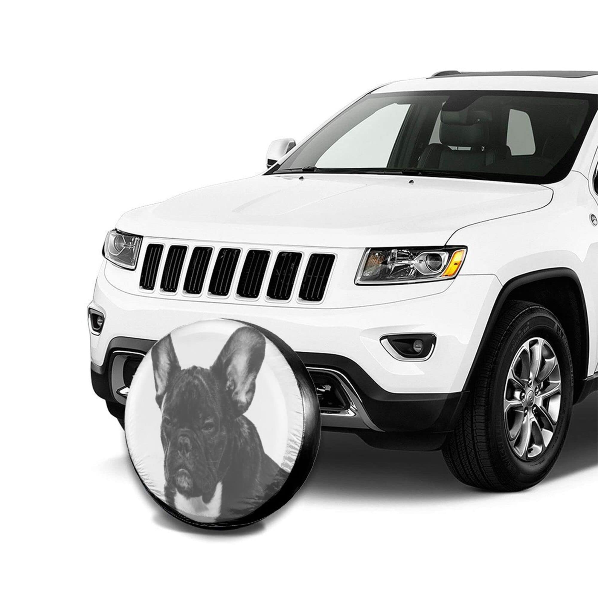 Howilath Copricerchione Ruota Di Scorta Con Design Bulldog Francese Fumetto - Protezione Universale Per Auto, SUV, Furgone