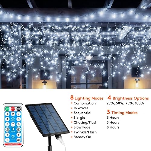 Miniatura 3 de 320LED Luces solares de Navidad al aire libre impermeables decoraciones de Navidad luces de cortina