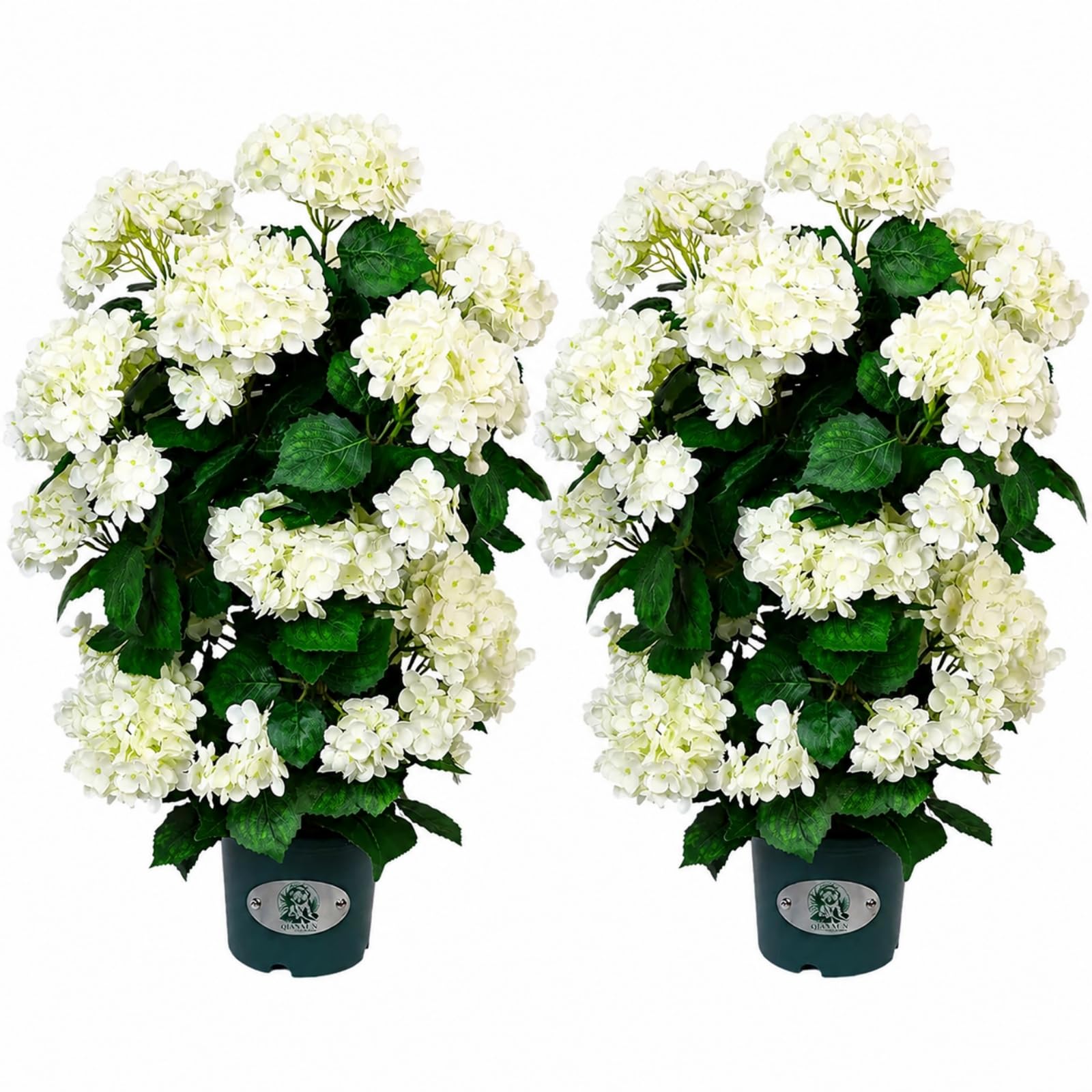 Baoblaze Orten Artificiale in Vaso | fiori e foglie bianchi e Foglie Verdi, Aspetto Realistico, Orten Finta con Vaso, per Casa