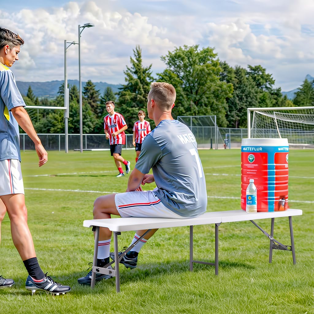 ZENY 6ft Plastic Folding Bench 2 Pack, Portable Outdoor Bench for Picnic Camping Dining Party Garden, Soccer Multipurpose Entertaining Activities, White