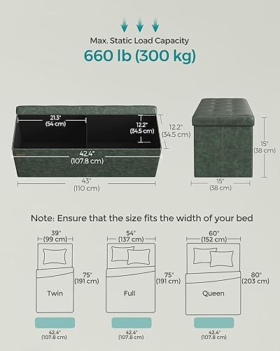 Miniatura 74 de SONGMICS cubo de almacenamiento de piel sintética, asiento, 15 pulgadas, Madera, Negro Negro -,Marrón,Gris-oscuro,Camel marrón,Marrón café,Crema