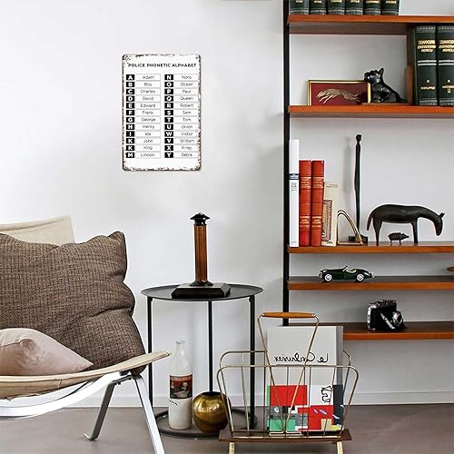 Miniatura 6 de LAHUTK Cartel de letreros divertidos con alfabeto fonético de policía, arte de pared de metal para oficina, dormitorio, bar, garaje, decoración de 8