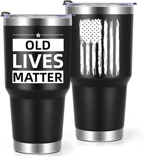 Gingprous Old Lives Matter - Vaso divertido regalo de cumpleaños, regalo de jubilación para abuelo, tío, anciano, 40, 50, 60, 70, 80, regalo de