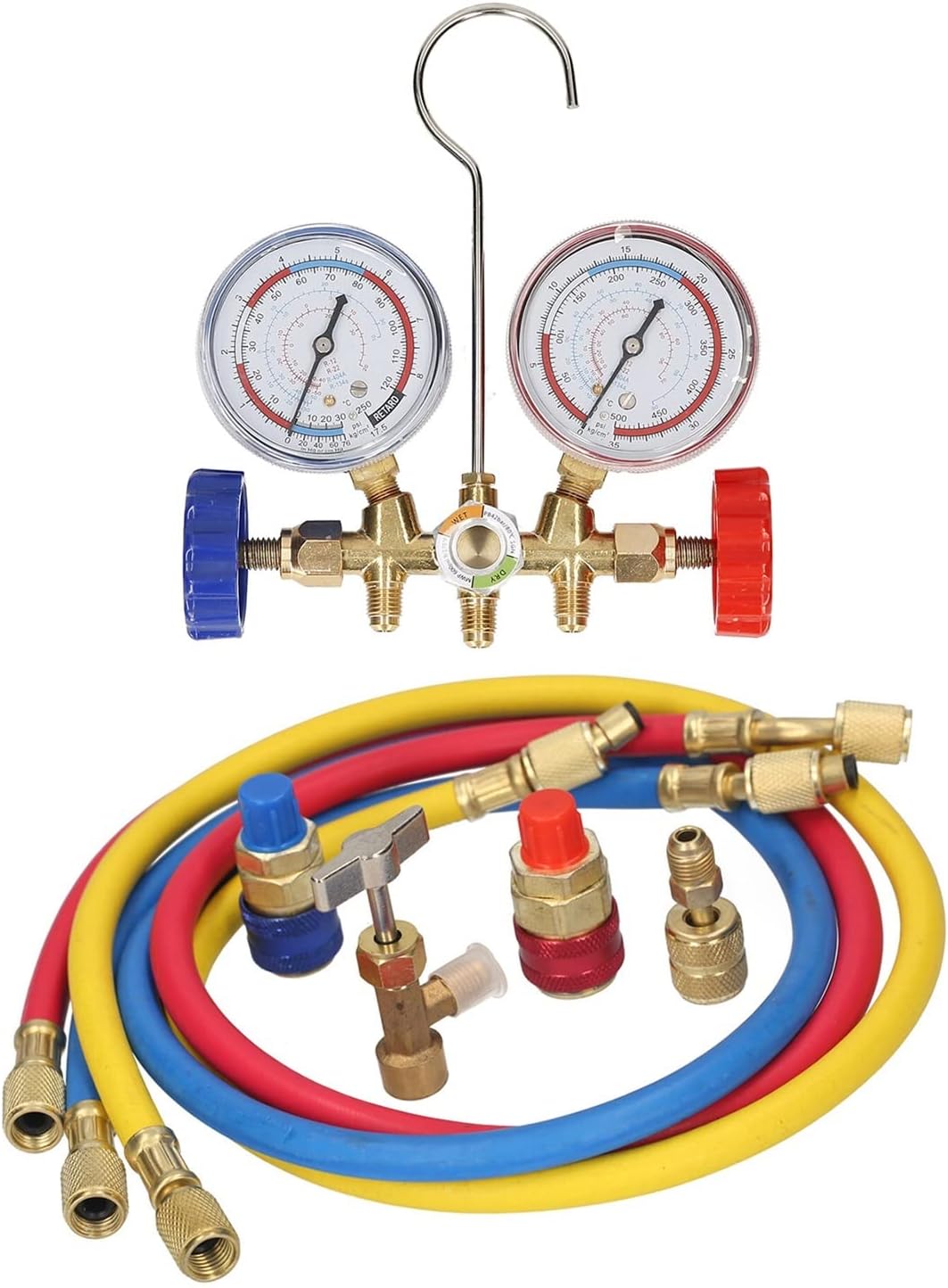 Amazon.co.jp デジタルマニホールドゲージ、 冷媒マニホールドゲージセットエアコン冷凍セットエアコンツールホースとフック R12