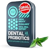 Dental Probiotics for Teeth and Gums - 3 Billion CFU Lactobacillus Salivarius Acidophilus Oral Probiotics for Mouth Bad Breath Treatment for Adults - 45 Mint Tablets for Oral Health in a Travel Tin