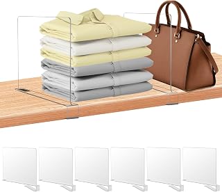 xydled 6 Pack Clear Acrylic Shelf Dividers - Closet Purse Handbag Organizers for Bedroom Office Shelves