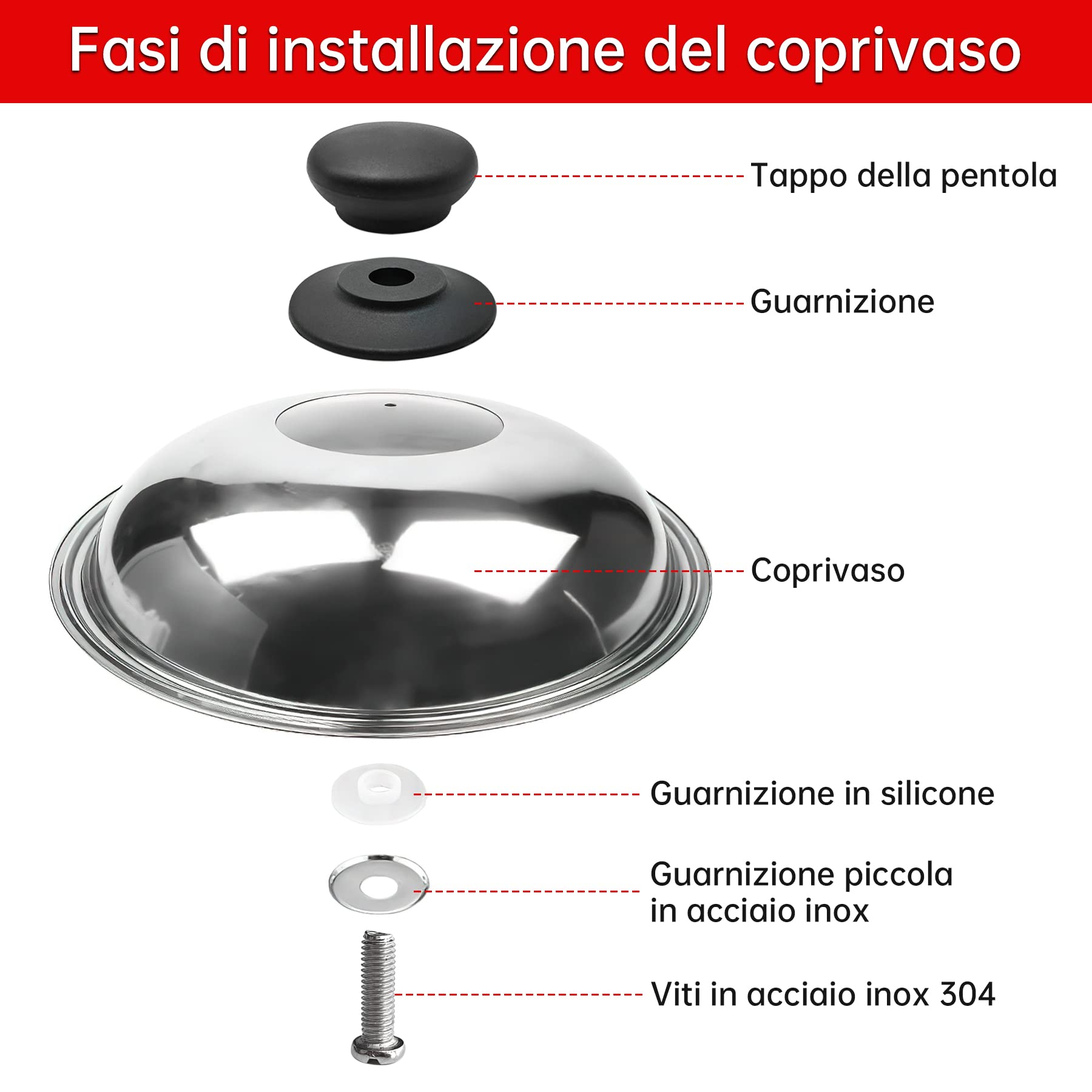 Manopole Per Coperchi Pentole - Set 4 Pezzi Neri In Bachelite Anti-calore - Foto 11
