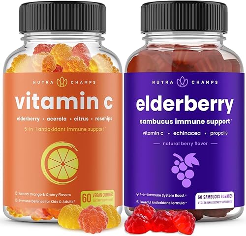 NutraChamps Paquete de 2 gomitas de vitamina C y gomitas de saúco