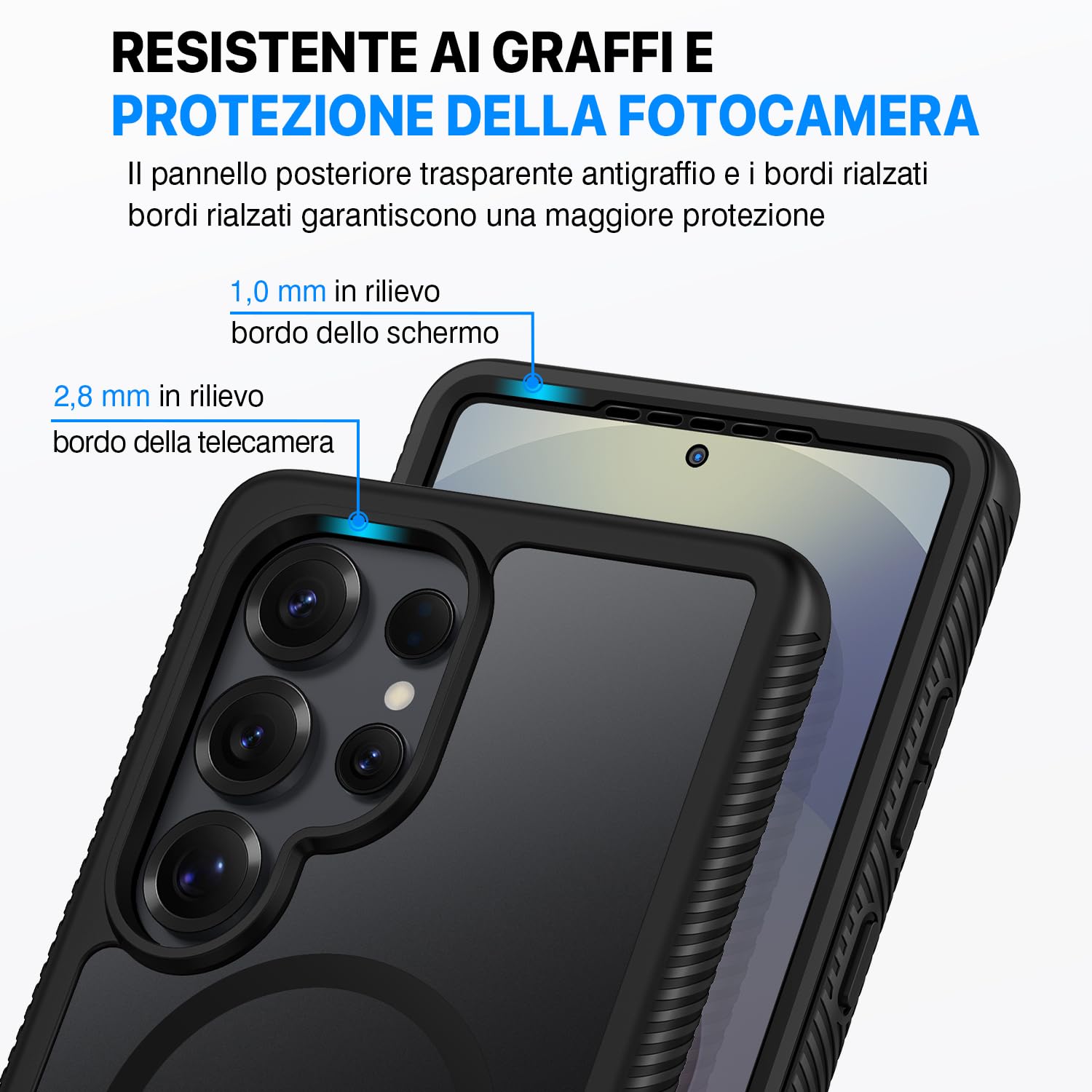CENHUFO Magnetica Cover Samsung Galaxy S25 Ultra, 360 Gradi Antiurto con Protezione Schermo Integrata Rugged Trasparente Case Doppia Faccia Fronte Retro Custodia per Samsung Galaxy S25 Ultra -Nero