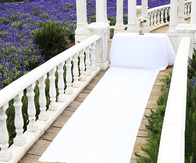 Zdada White Sequin Aisle Runner - 2FTX15FT White Wedding Sparkly Carpet Aisle Runner for Wedding Party Church Outdoor Beach Decorations