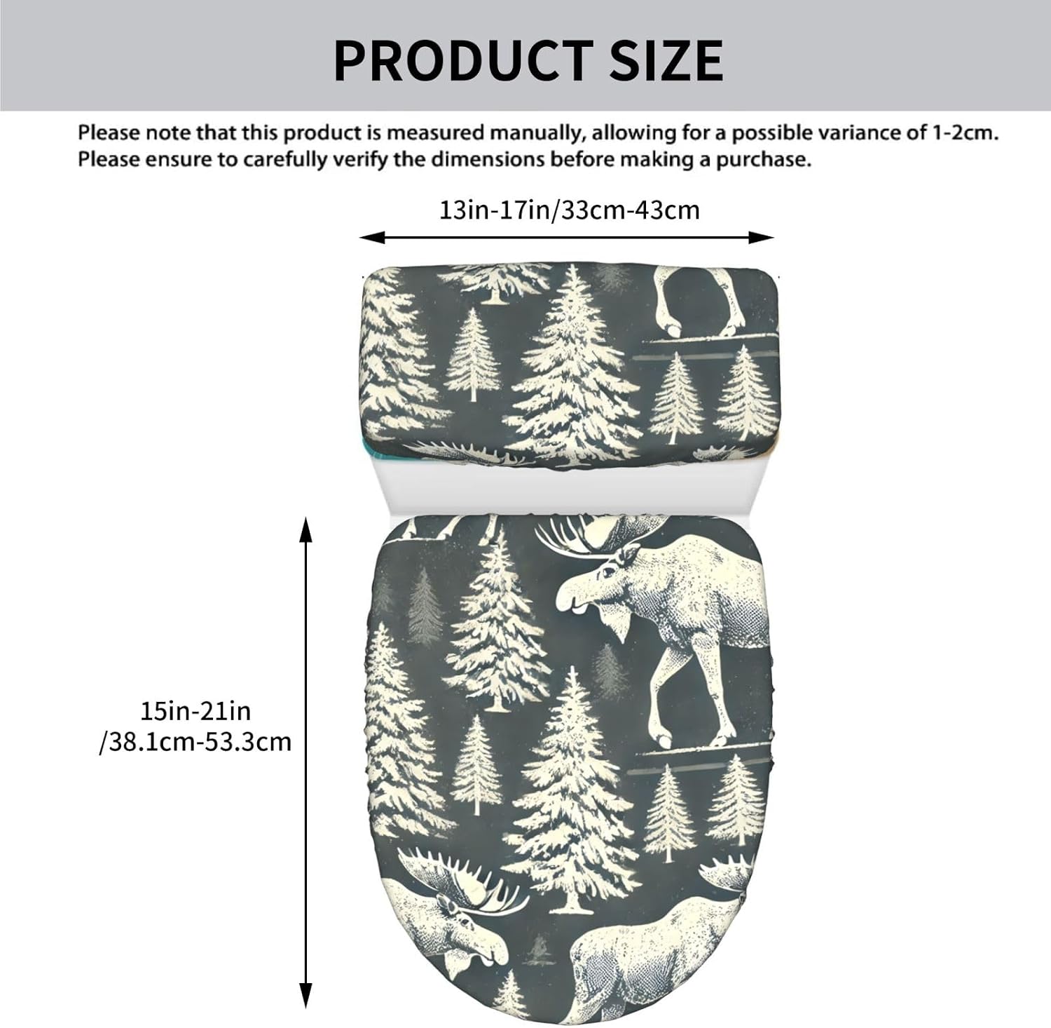 Toilet Lid Cover Set Moose Trot Vintage Grey