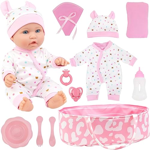 Miniatura 6 de ZITA ELEMENT Muñeca americana de 18 pulgadas con ropa y accesorios para muñecas, incluyendo muñeca de 18 pulgadas, vestido de arco iris, bolsa de